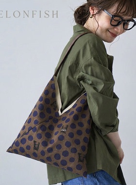 【波点猫咪】MELONFISH春季新品古家悦子日本名师布三角包单肩包S
