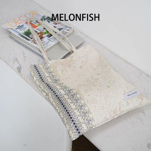 MELONFISH棉麻肌理米色帆布包