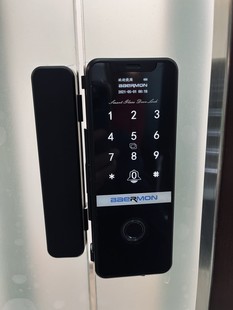 指纹锁考勤密码刷卡小程序带钩防水地弹簧门中锁免开孔免布线有框