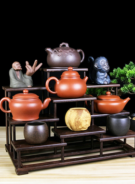 实木茶具收纳架多宝格博古架茶壶茶杯展示架桌面整理置物架鸡翅木