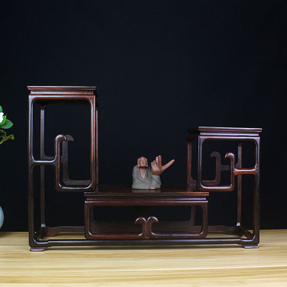 红木老挝红酸枝装饰摆件架茶壶古玩花瓶奇石收纳展示架交趾黄檀