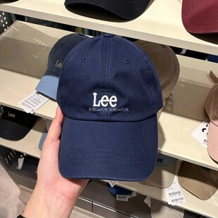 Lee经典字母刺绣棒球帽男女同款韩版百搭显脸小鸭舌帽遮阳帽子蓝