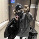 表层绒毛感 像一件粗针毛衣一样条纹T恤裙2025秋冬宽松韩系连衣裙