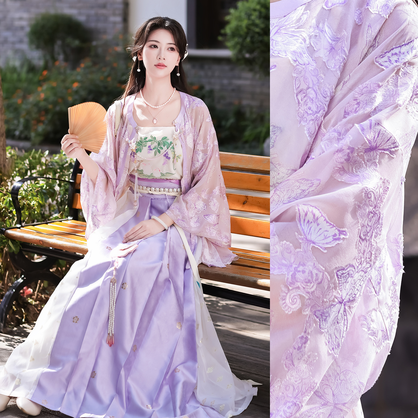 衔泥小筑真丝蝴蝶绡明制汉服女装