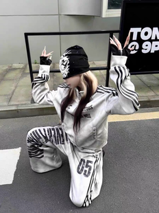 潮牌25 AW*原创小众水洗喷脏做旧骷髅05休闲街头立领外套夹克男女