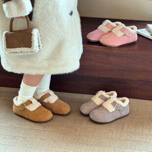 女童棉鞋2025年冬季新款加绒鞋子儿童保暖雪地棉小女孩时尚勃肯鞋