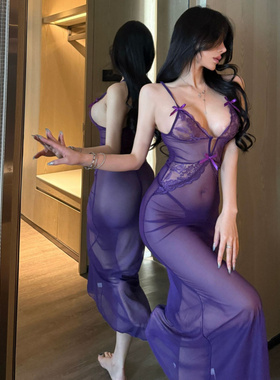 紫色御姐风性感睡衣女蕾丝纯欲高级感女款2025新款吊带睡裙