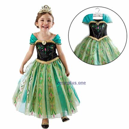 冰雪奇缘安娜公主裙 Frozen童装ANAN连衣裙 安娜公主礼服裙演出裙