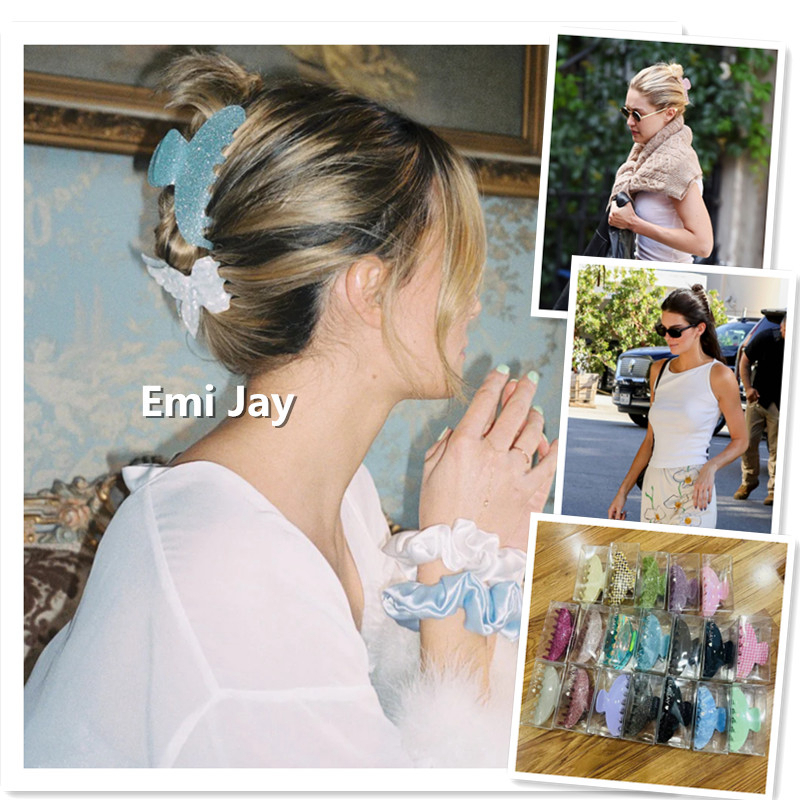 现货 24春夏 欧美Emi Jay明星同款发夹奶油霜大号头饰后脑鲨鱼夹