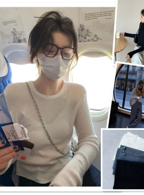 小喜家 国内现货 Hanes x Karlal 超薄微透肤柔软圆领羊毛衫 三色