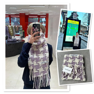 小喜家 国内现货 24秋冬 AcneStudio羊驼毛千鸟格围巾 香芋紫新色