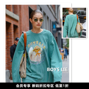 会员专享 小喜家 早春 Gigi 同款BOYS LIE宽松全棉薄绒天使卫衣