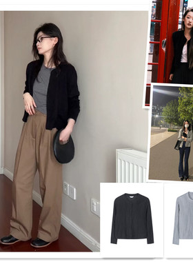 小喜家Hanes x Karla 2025秋季新款休闲皱褶短款苎麻小外套女