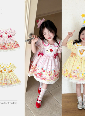 ins夏款女童宝宝凯蒂猫星星人蝴蝶结蓬蓬连衣裙卡通洛丽塔公主裙