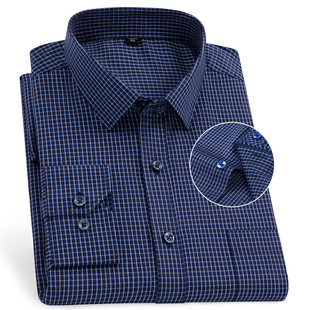 保罗中年男士衬衫长袖免烫爸爸装休闲宽松中老年男式父亲薄款衬衣