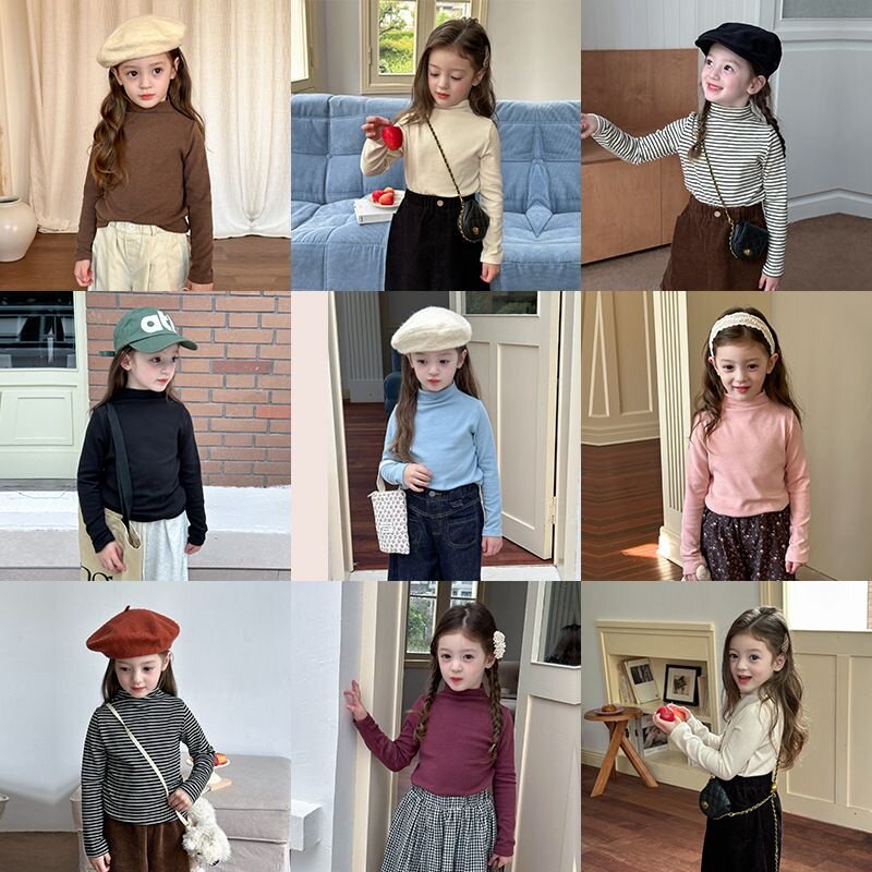 秒款Ambb艾摩贝贝女童2024秋季新品儿童秋冬半高领打底衫