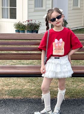 Ambb艾摩贝贝女童2025春季新品儿童面包短袖T恤