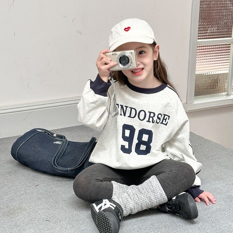 Ambb艾摩贝贝女童2024秋季新品儿童230g加厚T恤打底衫