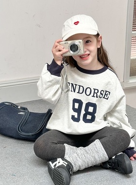 Ambb艾摩贝贝女童2024秋季新品儿童230g加厚T恤打底衫