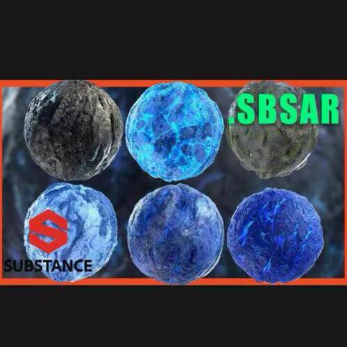 Substance Painter发光水晶岩石地面材质球魔法水晶sp材质PBR纹理