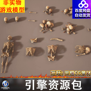 UE5骨头骷髅头骨架肋骨残骸遗骸盆骨下颚骨腿骨FBX