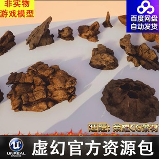 UE岩石岩体石头岩浆根茎火把悬崖峭壁石阶水晶石柱钟乳石FBX