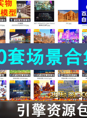 UE40套科幻赛博朋克自然风景城市卡通风格化森林山谷场景合集15
