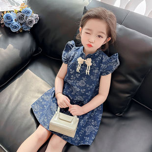 女童连衣裙夏装2025新款儿童旗袍小飞袖女宝宝网红公主裙洋气裙子