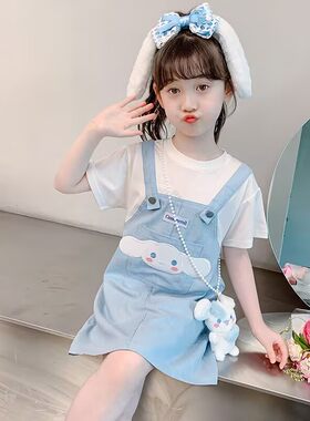 女童连衣裙夏装洋气公主裙假两件