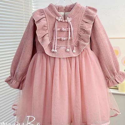 女童加绒加厚冬季连衣裙公主礼服