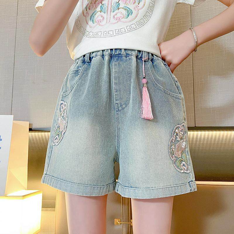 女童短裤夏装2025新款儿童牛仔裤小女孩热裤外穿中式国风刺绣裤子,童装/婴儿装/亲子装,儿童牛仔裤,淘宝优惠券,粉丝福利购,淘宝优惠卷