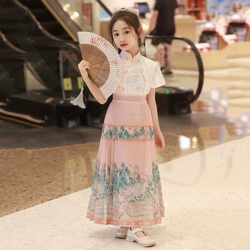 女童马面裙中式儿童汉服古装夏装2025新款中国风唐装女孩古风套装,童装/婴儿装/亲子装,汉服,淘宝优惠券,粉丝福利购,淘宝优惠卷