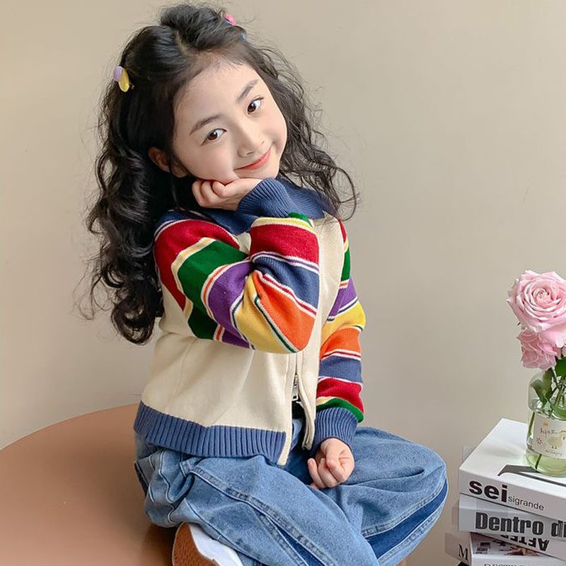 女童毛衣春秋针织衫开衫长袖上衣