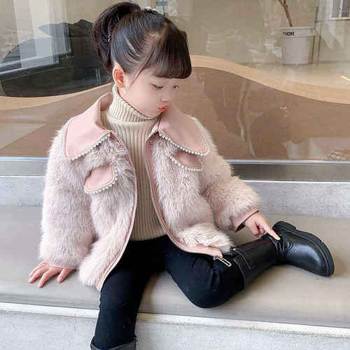 女童仿毛皮草外套毛毛衣冬装