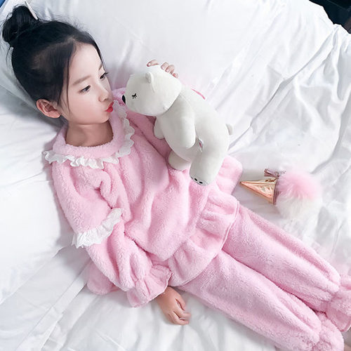 儿童睡衣女孩珊瑚绒家居服套装