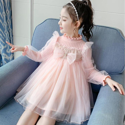 女童公主裙秋冬针织连衣裙