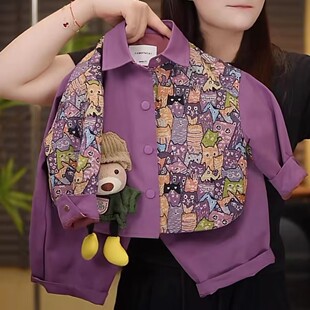 儿童套装春装2026新款女童洋气时尚卡通长袖衬衫裤子男童两件套潮