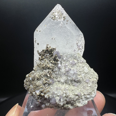 白钨矿Scheelite +黄铁矿+水晶 精品 矿物晶体 矿物标本 原石