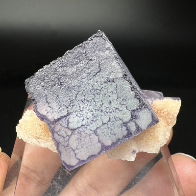 紫边二维码萤石Fluorite +水晶 精品矿物晶体 矿物标本 矿石 原石