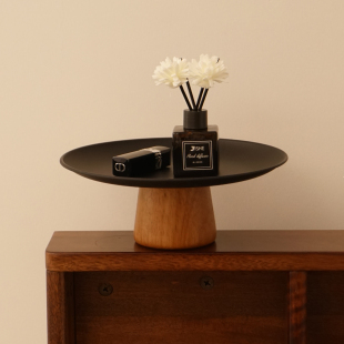 法式 饰品摆件 中古黑色实木香薰托盘首饰盘香水桌面置物架收纳盘装