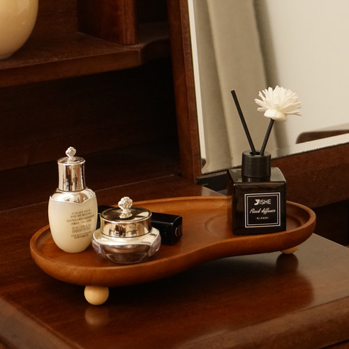 轻奢实木桌面首饰收纳盘饰品展示架香薰托盘家居装饰收纳艺术摆件
