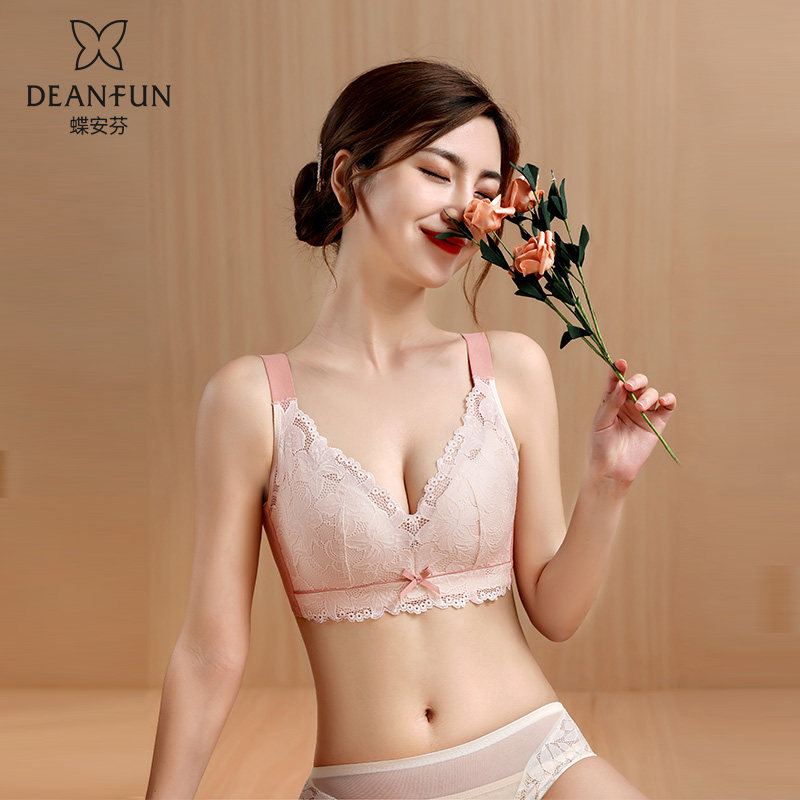 蝶安芬无钢圈文胸全罩杯无插片V型纯色蝴蝶结性感调整双肩带内衣