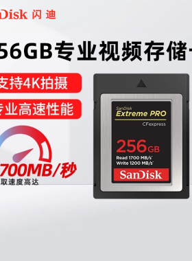 闪迪CFexpress TypeB存储卡高速CFB卡相机内存卡CFEB卡256G