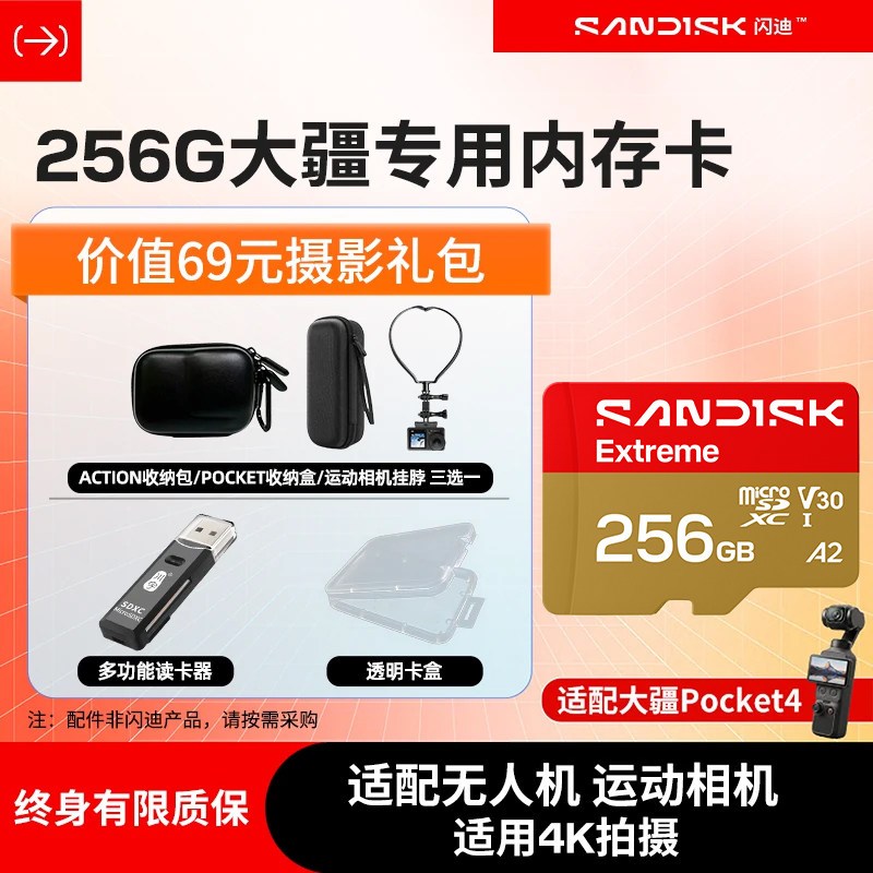 闪迪256G高速运动相机存储卡图片