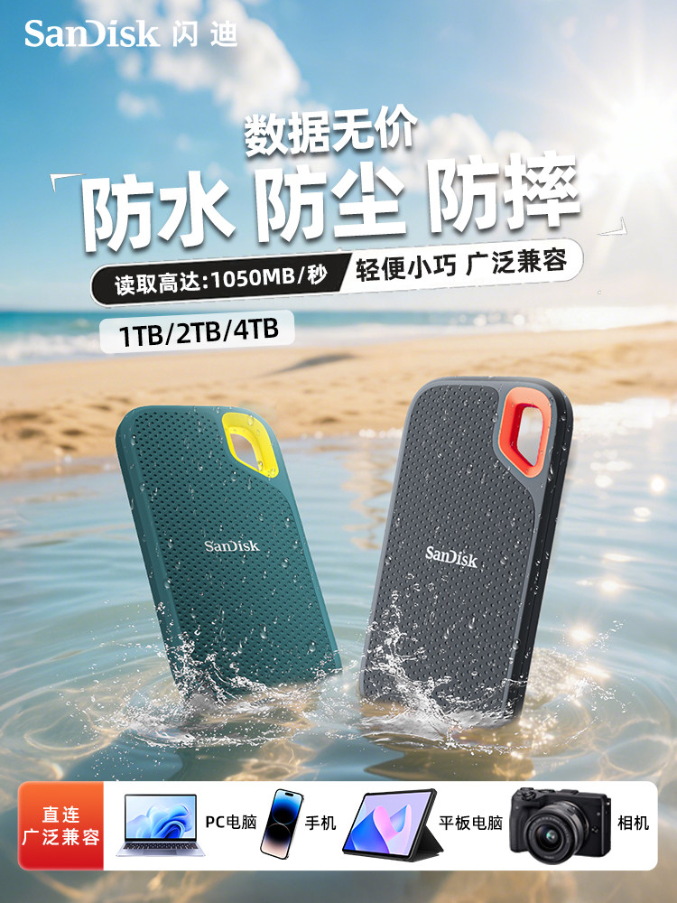 Твердотельный мобильный жесткий диск Sandisk E61 емкостью 2 т портативный твердотельный накопитель ssd большой емкости объемом 1 ТБ для мобильного телефона и компьютера двойного назначения Изображение 1