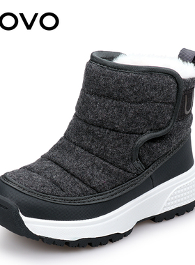 UOVO新款儿童雪地靴男童短靴冬季加绒保暖靴子小学生童鞋低筒中童