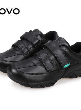 UOVO男童鞋新款透气春秋男童运动鞋小学生学院风黑色中大童皮鞋