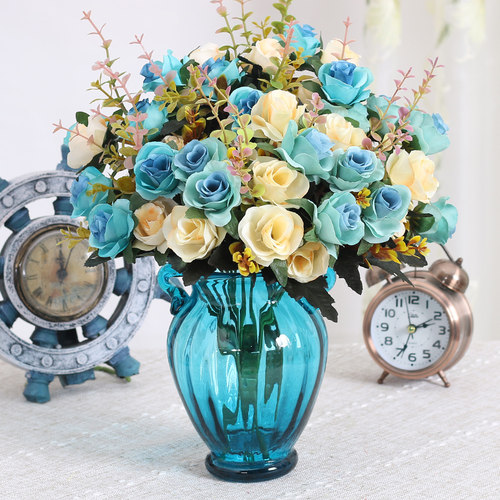 仿真花假花装饰花家居玻璃花瓶