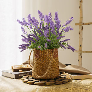 家居装 薰衣草仿真花假花摆件客厅 饰花摆设餐桌塑料花摆件ins风格