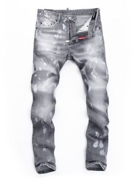 2023春夏新款补丁小脚修身男士灰色潮夜店港风乞丐紧身高品质D2